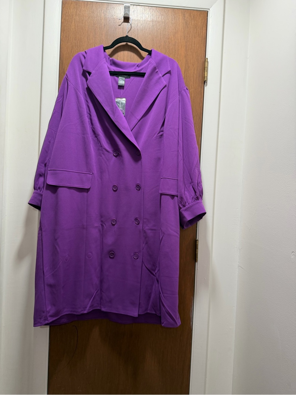 Vibrant Purple Double-Breasted Oversized Blazer Coat